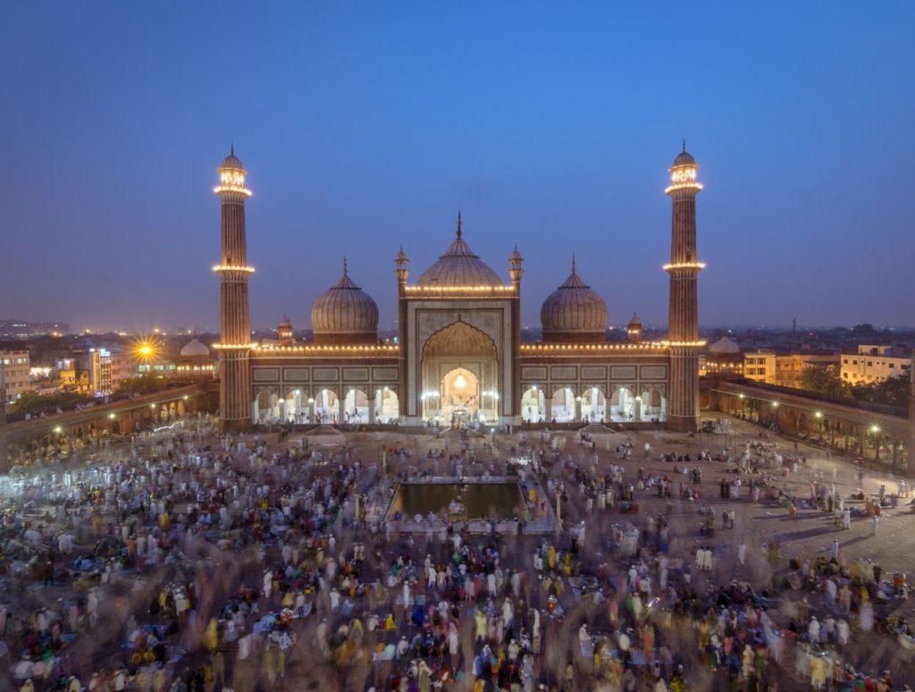 People gathered for namaz on the eve of Eid