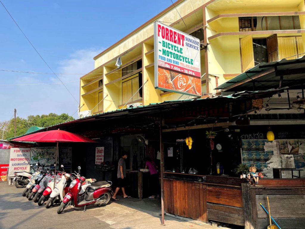 Motorcycle rental shop in Ayutthaya