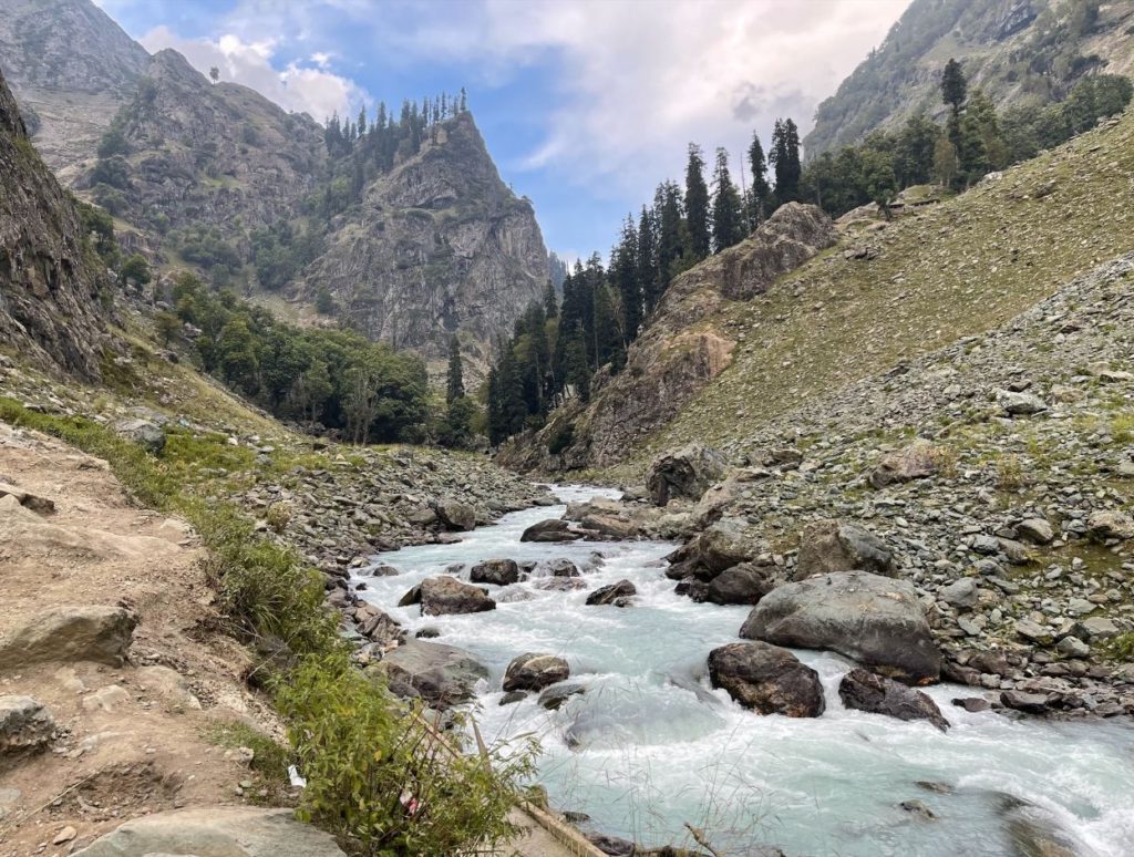 The river at the starting point of Amarnath Yatra
