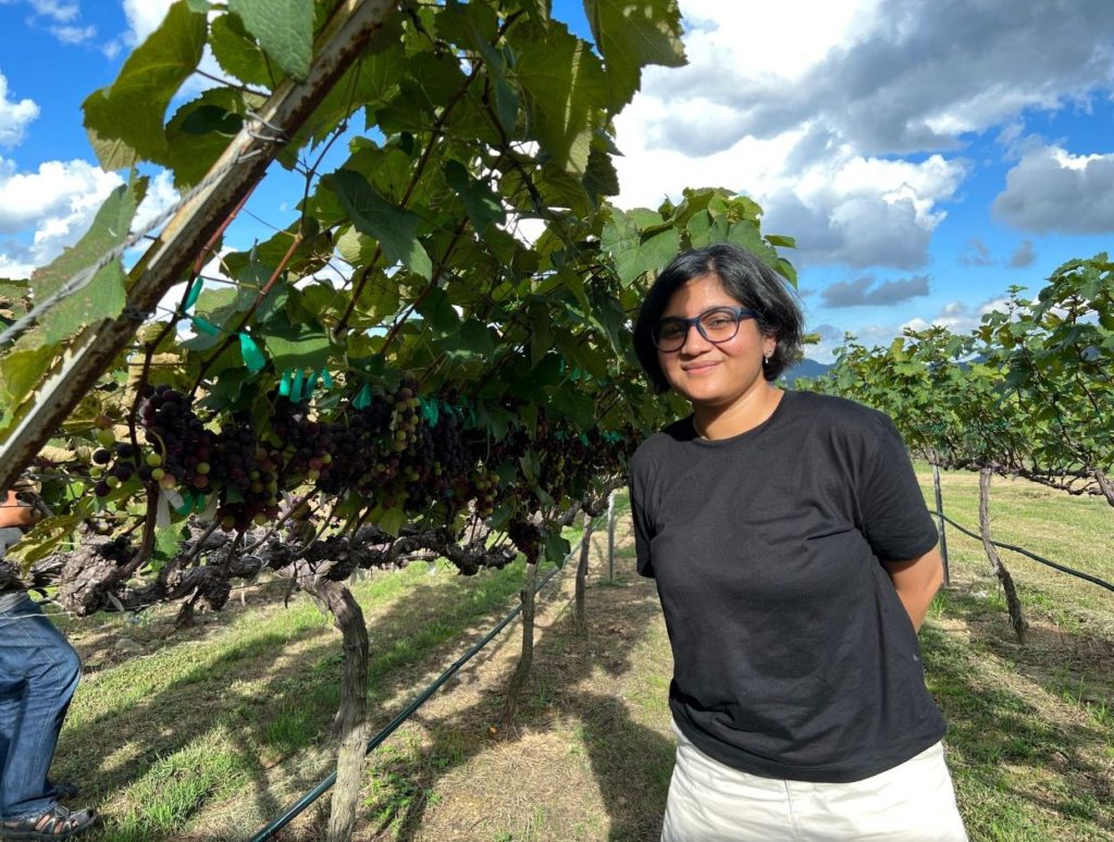 Posing with the grapes, Monsoon Valley Vineyard