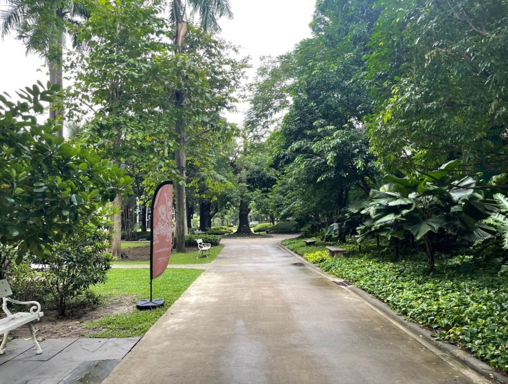 Walking towards the main buildings