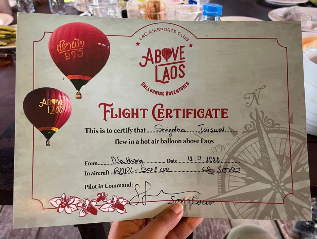 A certificate as a souvenir