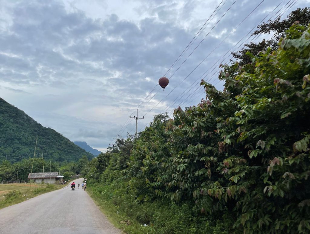 Above Laos hot air balloon