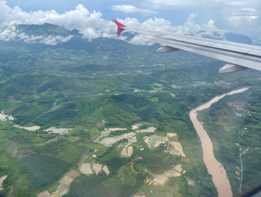 Laos countryside from flight