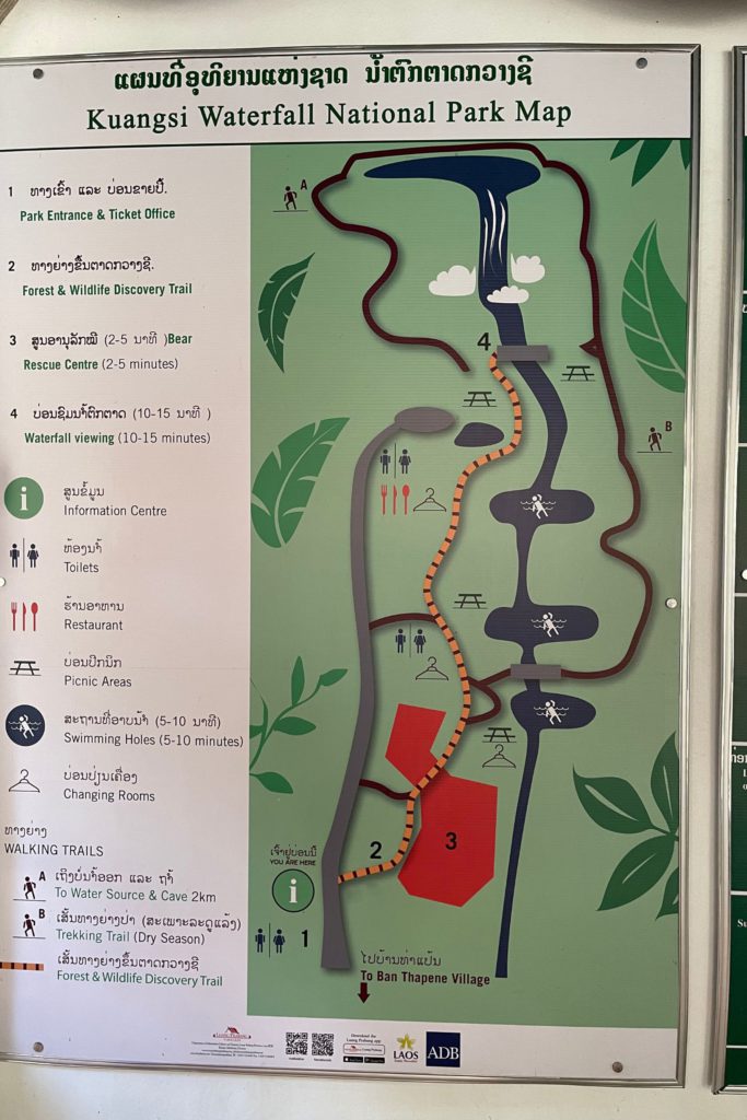 Map of Kuangsi Waterfall National Park