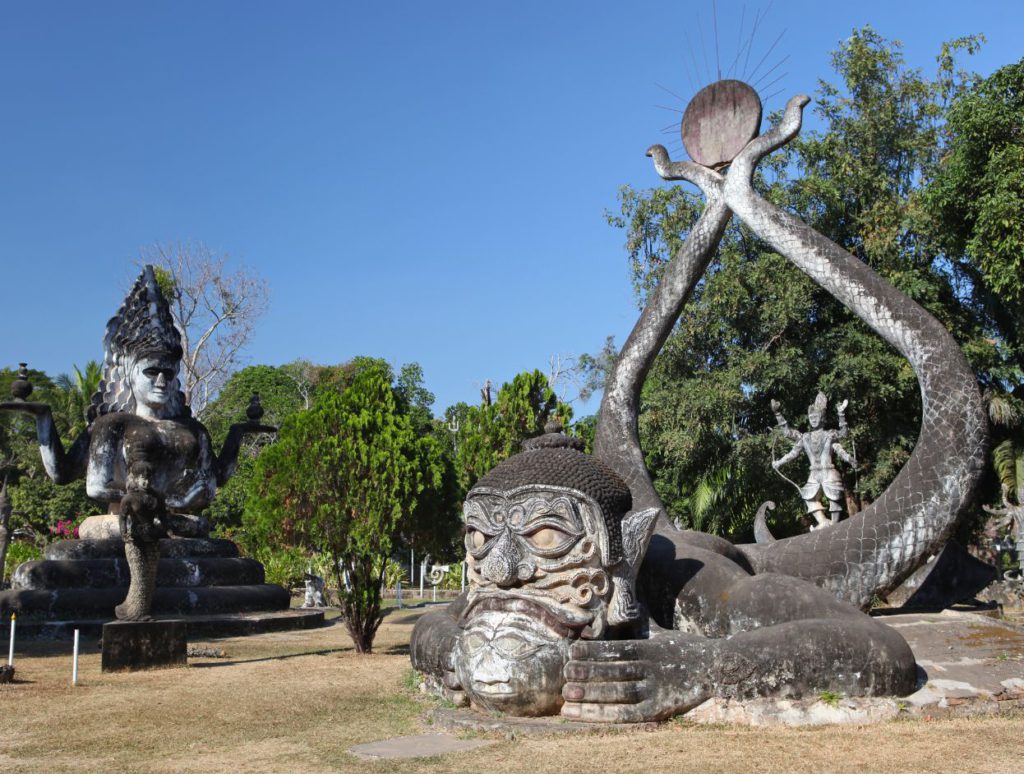 Sculptures of demons in Buddha Park