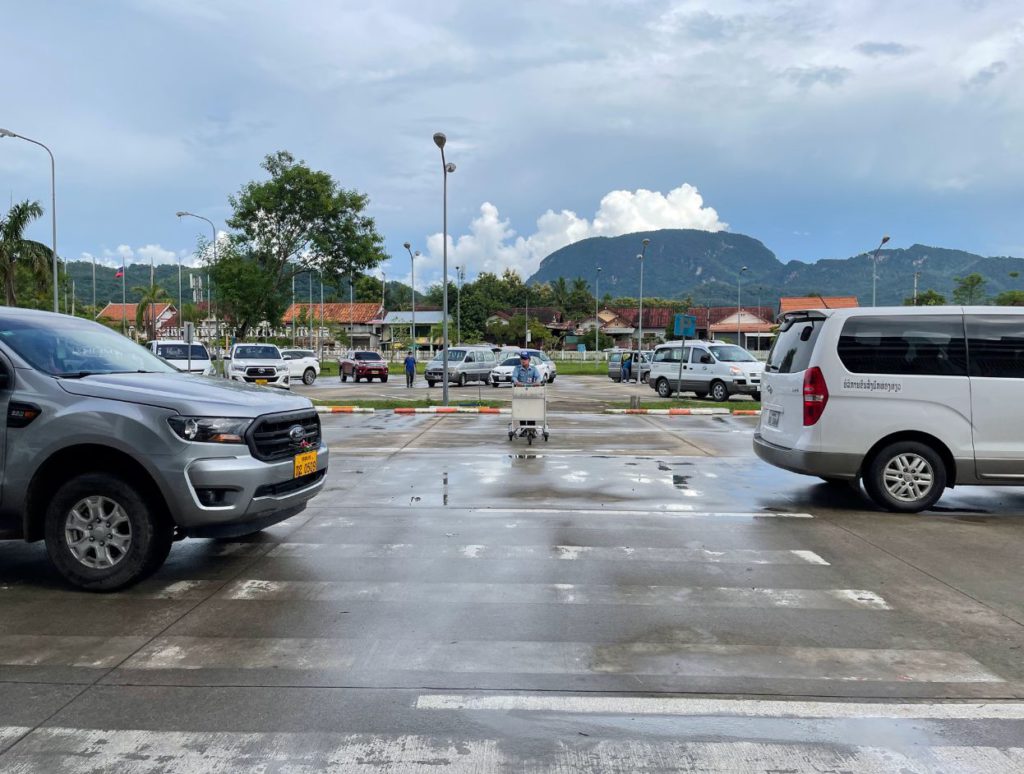 Shared minivans available outside Luang Prabang airport