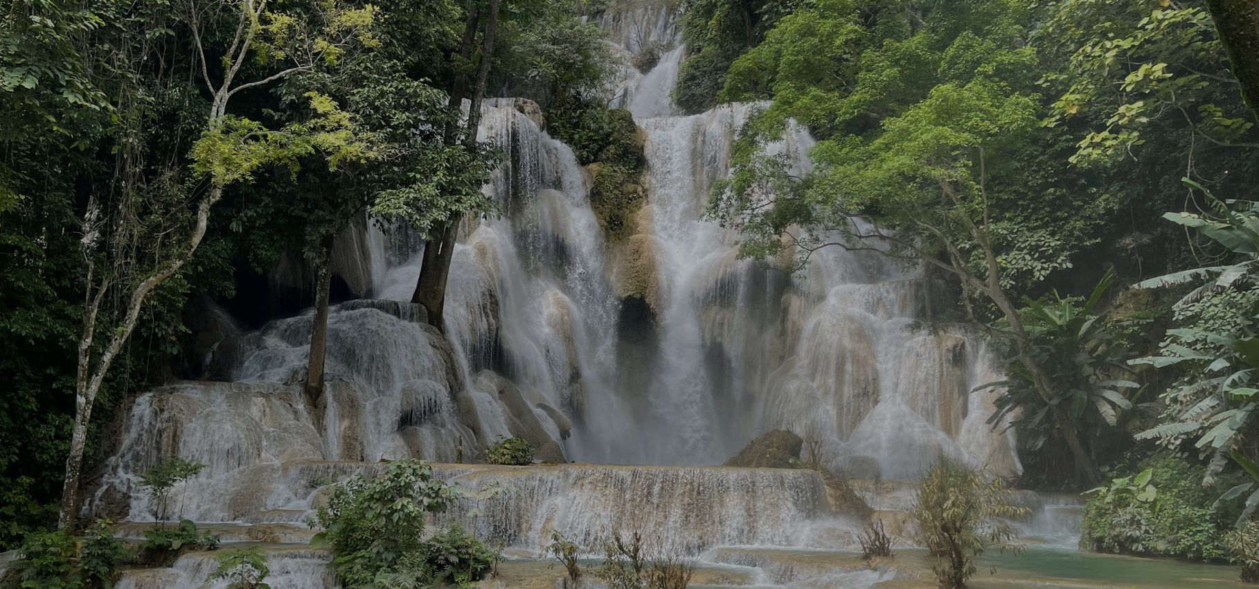 Visiting Kuangsi Waterfalls, Laos