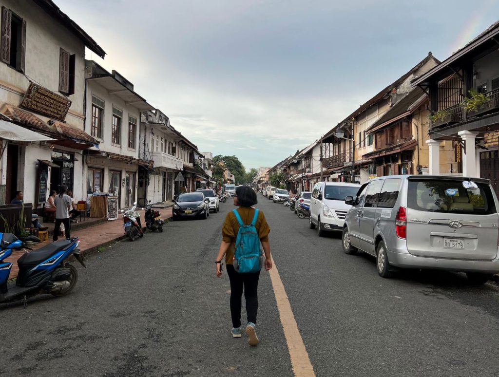 Walking in the central town of Luang Prabang