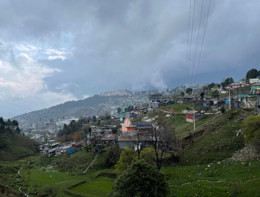 Beautiful view of Tawang town with monastery in the background