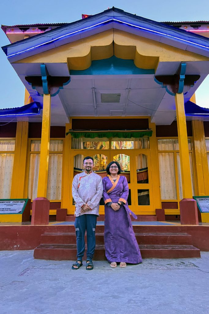 Photoshoot in front of a local monastery in Dirang