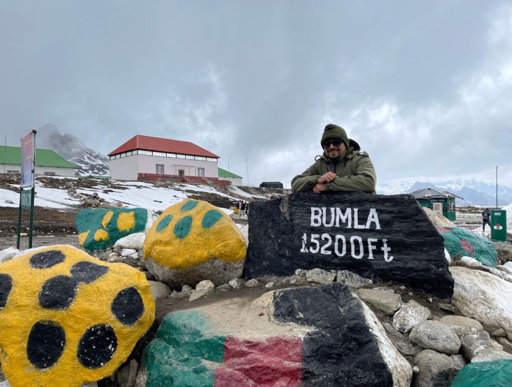 Posing at Bum La Pass