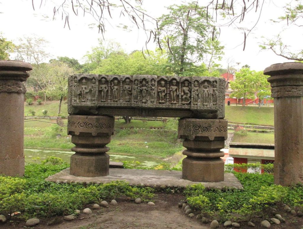 Ruins used as decorations in Chitralekha Udyan