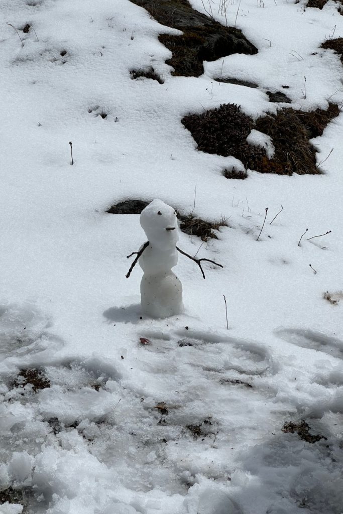 Tourists making a snow man at Sela Pass