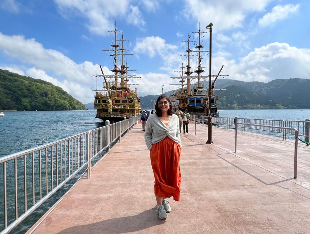 Taking the pirate ship at Lake Ashi