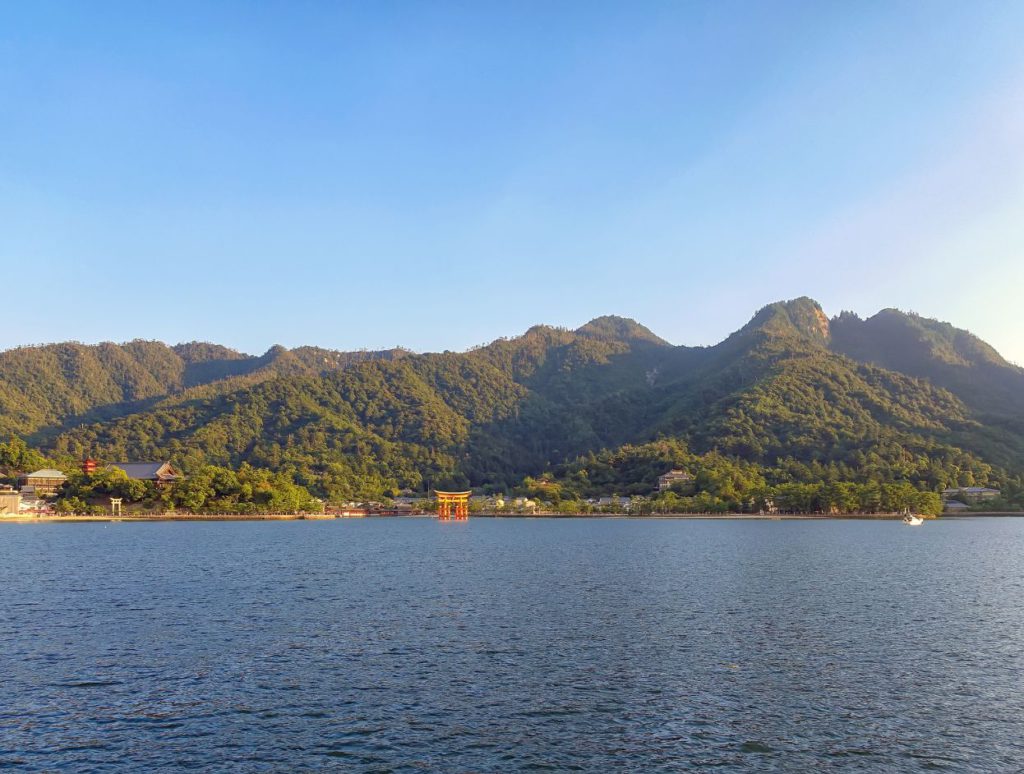 Mount Misen in the background of Miyajima