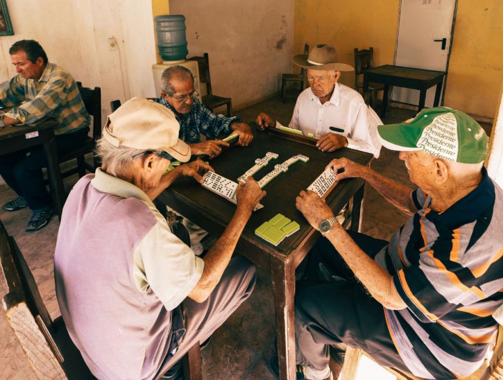 Elderly playing Mahjong