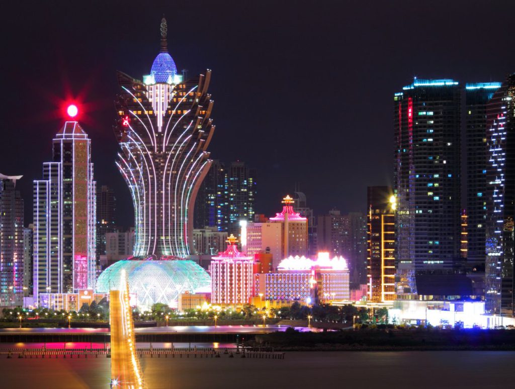 Macau with its casinos at night