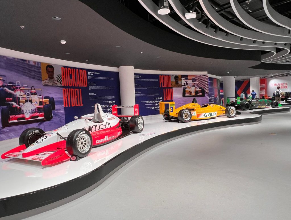 Racing cars for display