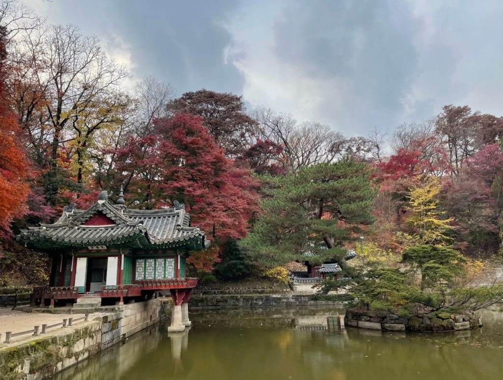 Beautiful royal garden with autumn foliage