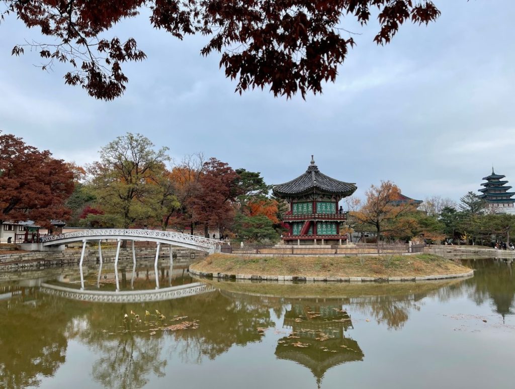 The Hyangwonjeong Pavilion behind the main palace