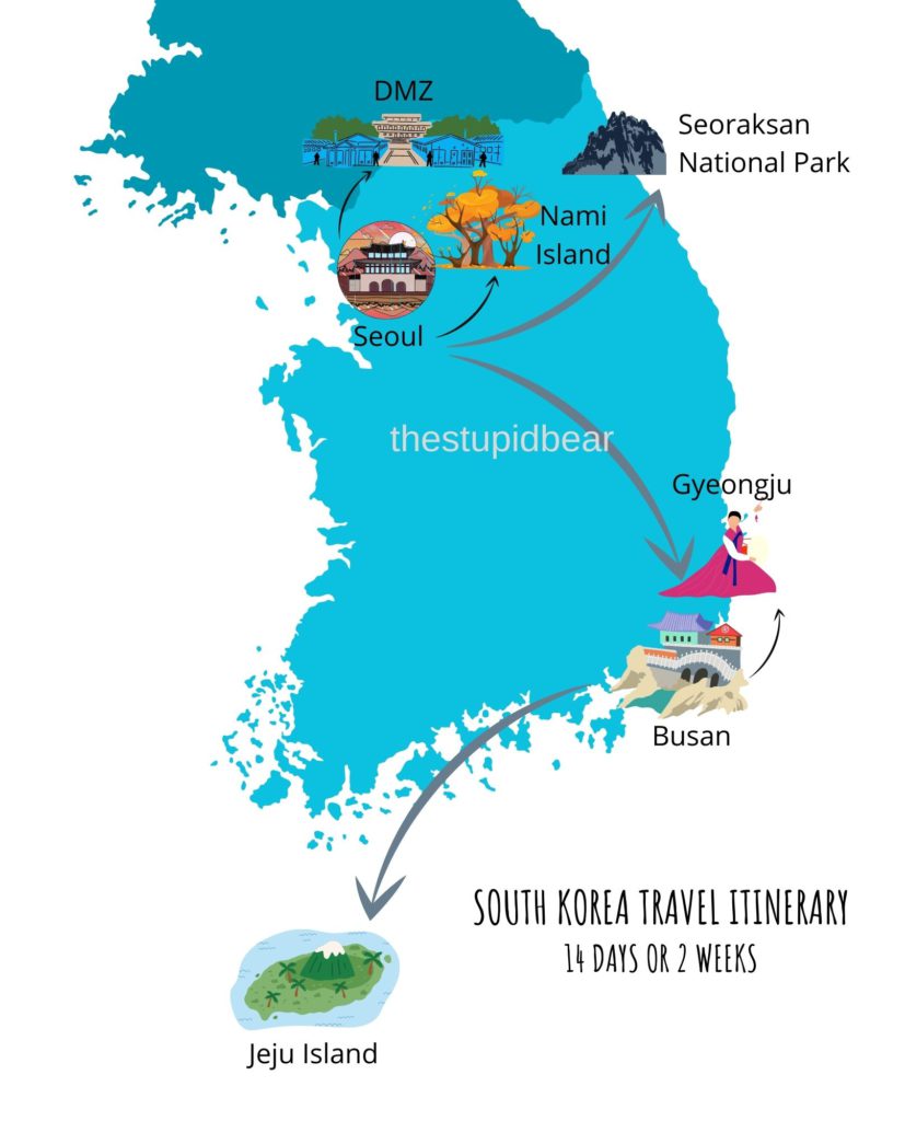 South Korea Travel Itinerary 14 Days or 2 weeks