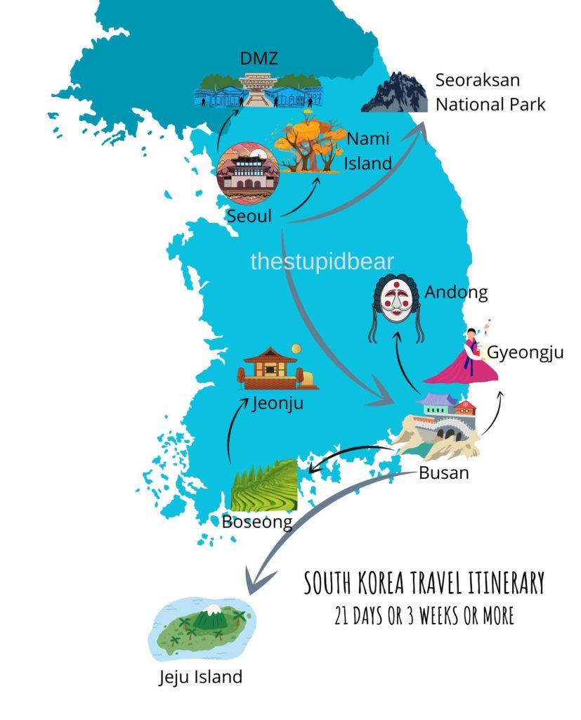 South Korea Travel Itinerary 21 days or 3 weeks
