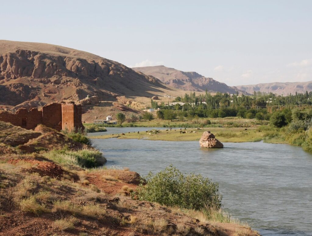 Aras River around Azerbaijan Iran Border