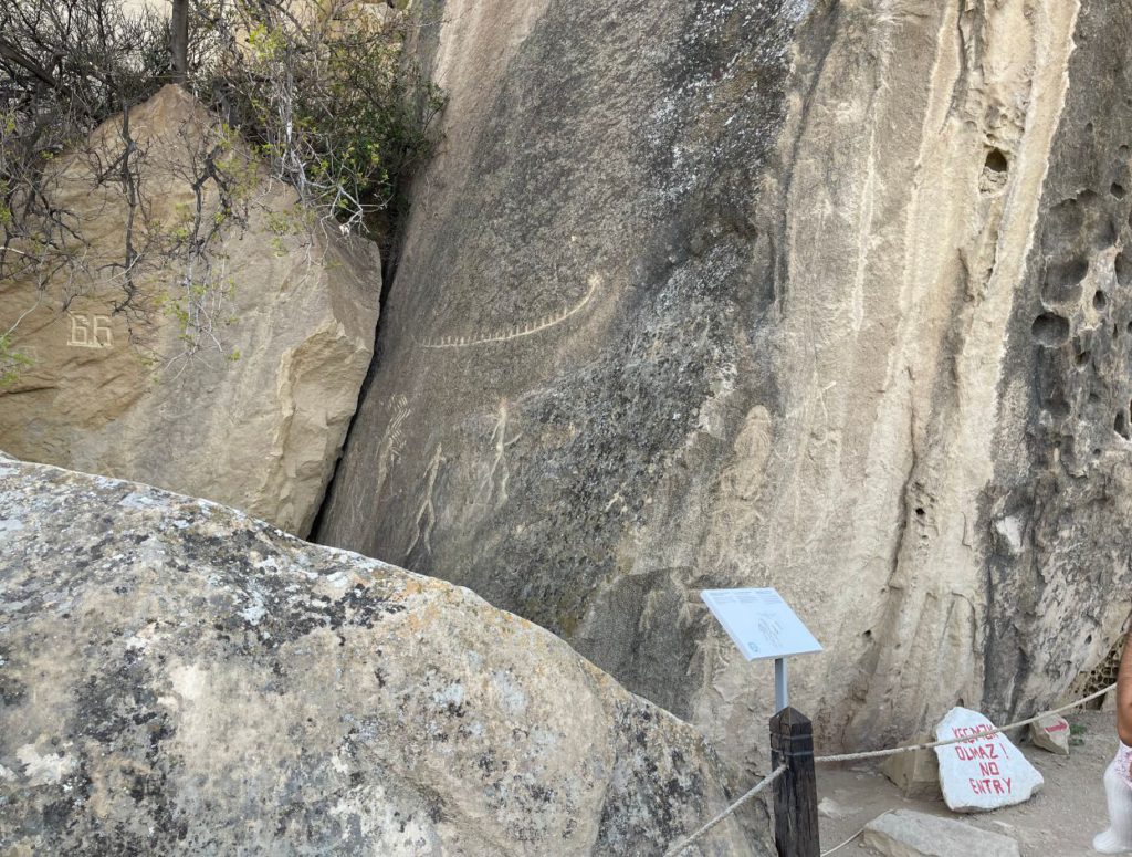 Petroglyphs etched on the Stones inside Gobustan National Park