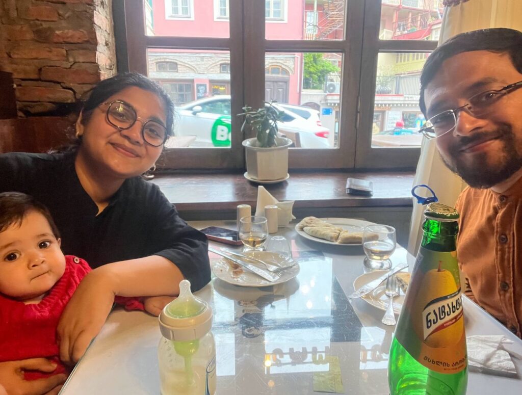 Eating at a family restaurant Eating at a family restaurant