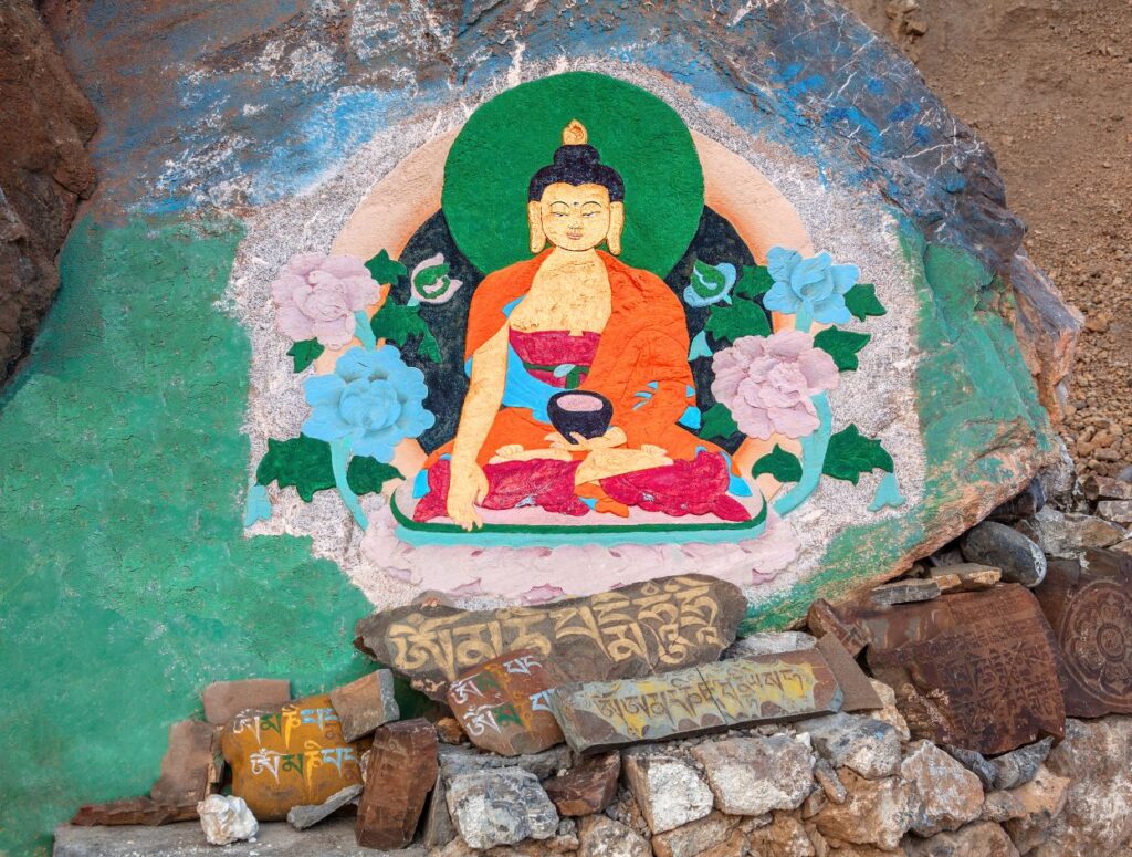 Rock painting at key monastery Rock painting at key monastery