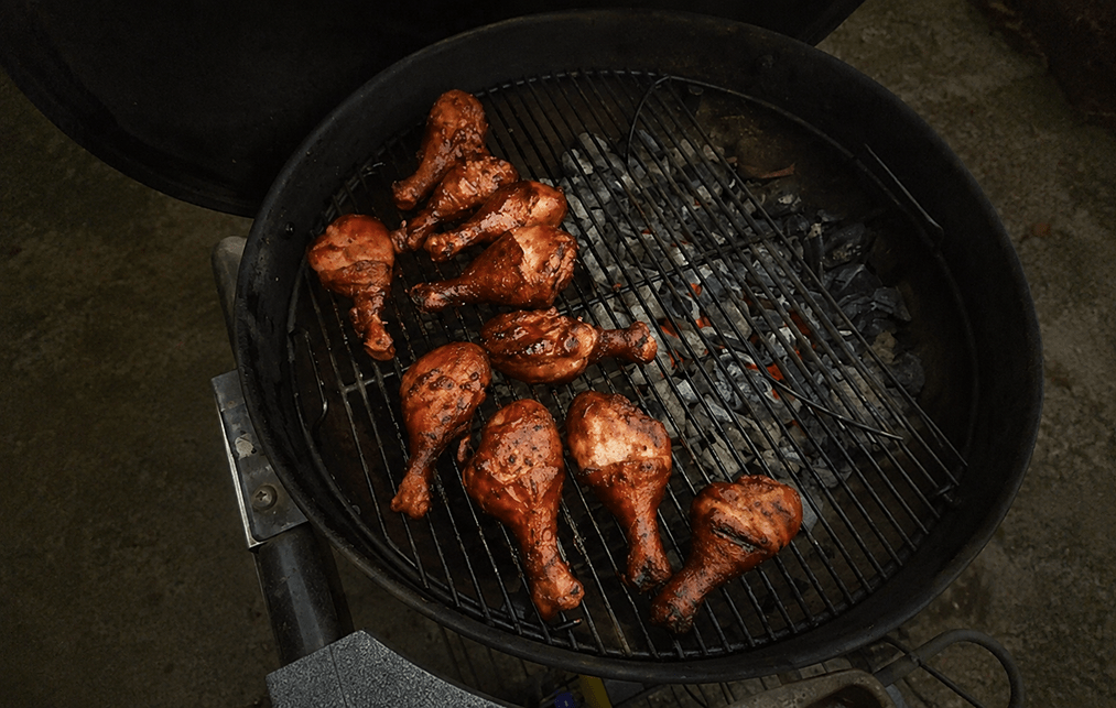 Grilling dinner at Pench Grilling dinner at Pench